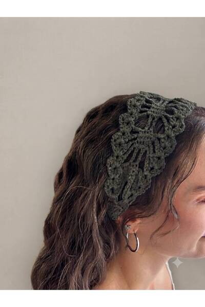 obrigado Hand Knitted Lace Hair Bandana Natural Handmade Modern and Aesthetic...