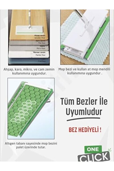 Yıldızan edl shop One Click Akıllı Mop Paleti XL 32cm Tembel Mop El Değmeden ...