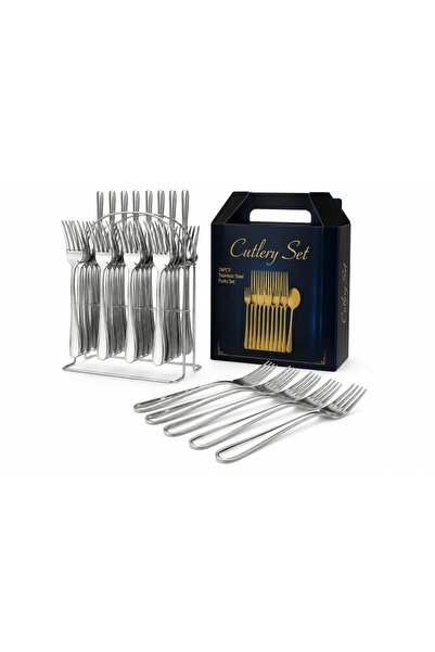 Romania Set Furculițe Inox 24 Piese cu Suport – Eleganță și Durabilitate pent...