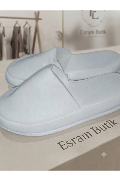 Esram Butik White Towel Bathroom Slippers - Maternity Hospital Decorative Sli...
