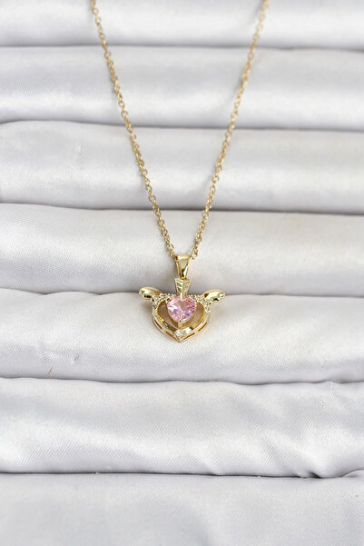 Marsilyan 316L Steel Chain Gold Color Winged Heart Model Women's Necklace Elk...