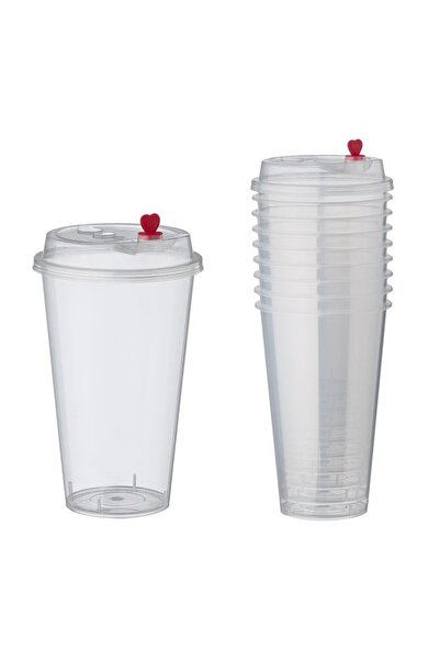 Jumbo Set 10 Pahare de Unică Folosință din Plastic, 500 ml, transparent, cu c...