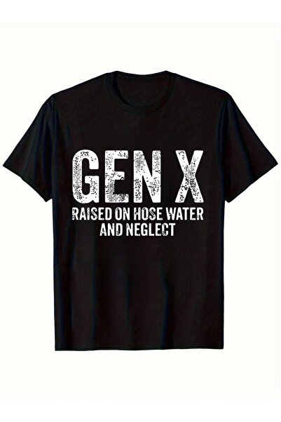 212Wear تي شيرت بأكمام قصيرة مطبوع عليه 'Gen X Raised on Hose Water Neglect' ...