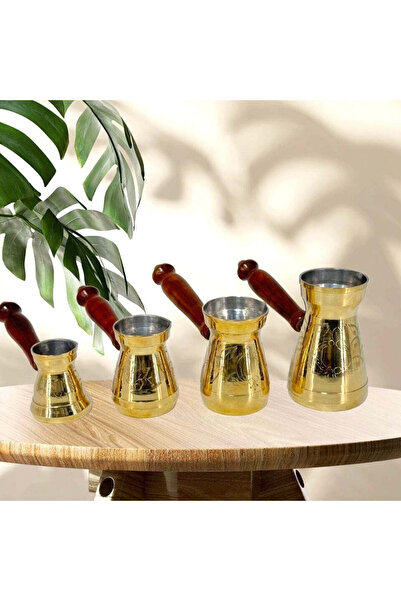 Al Athar Arts Brass Turkish Coffee Warmer Pot With Long Design(H:3"W:2.5"Weig...