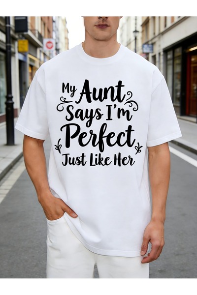 212Wear Casual Style Men'S T-Shirt My Aunt Says I'M Perfect Just Like Her Gra...
