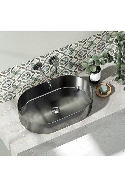 Karag Jupiter Νιπτήρας επικαθήμενος ανοξείδωτος Gun Metal 55x35x11cm