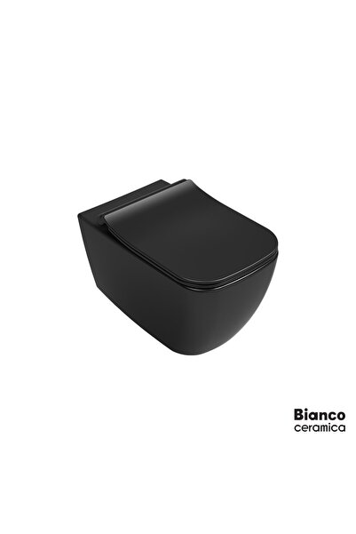 BIANCO CERAMICA Mizo Rimless Λεκάνη Κρεμαστή Με Κάλυμμα Βακελίτη Slim Soft Cl...