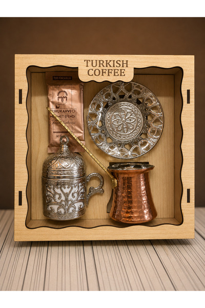 E orient Turkish Coffee Gift Set with Wooden Box |   Coffee Pot, Porcelain Cu...