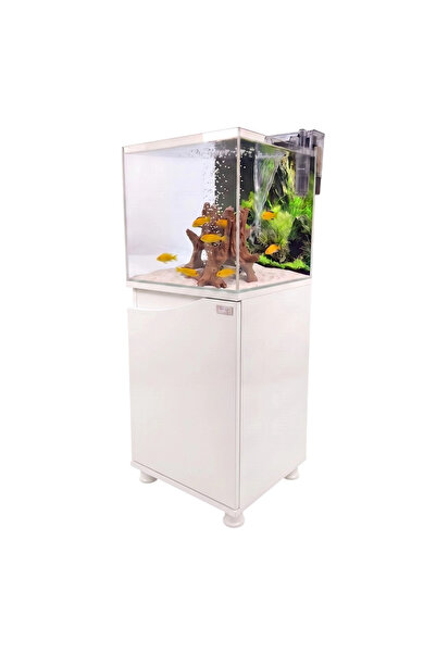 Kanki Pet 40x40x40 Nano Beyaz Sehpalı Akvaryum Seti 6mm Ultra Clear