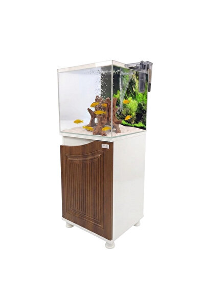 Kanki Pet 40x40x40 Nano West Ceviz Sehpalı Akvaryum Seti 6mm Ultra Clear