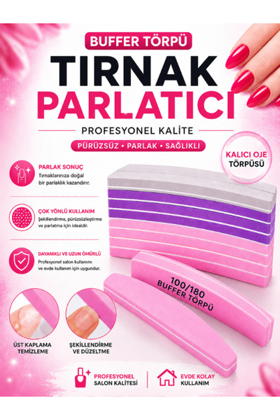 SheMask Protez Tırnak Kalıcı Oje Buffer Törpü Tırnak Törpüsü Protez Tırnak Se...