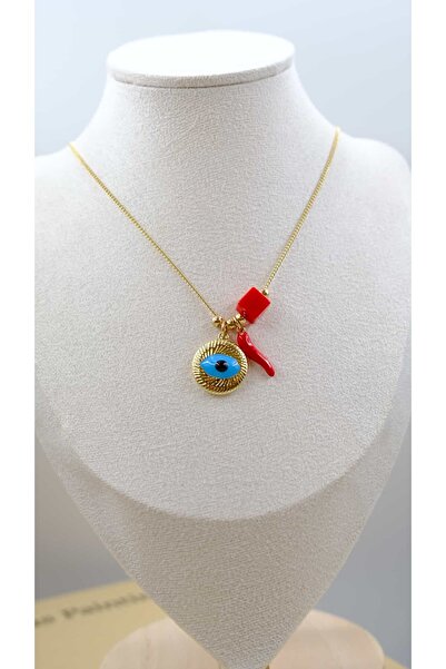 Jerie Gold Charm Detailed Eye Necklace