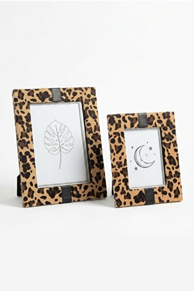 HANN Dekorasyon 2-Piece Frame Casalona Brown Leopard Feather