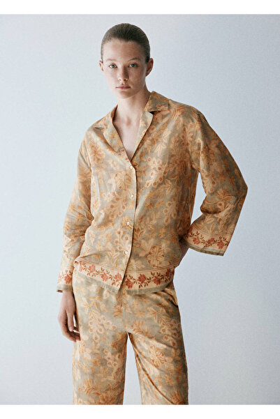 MANGO Woman Çiçek desenli pijama üstü gömlek