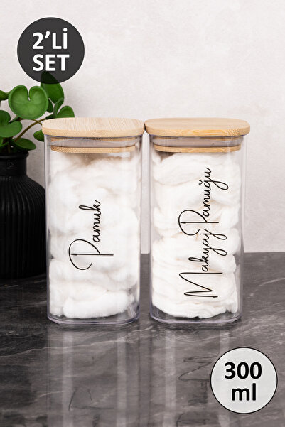 Dolkin Home Double Bamboo Lid Makeup Cotton - Cotton Labeled Transparent Mica...