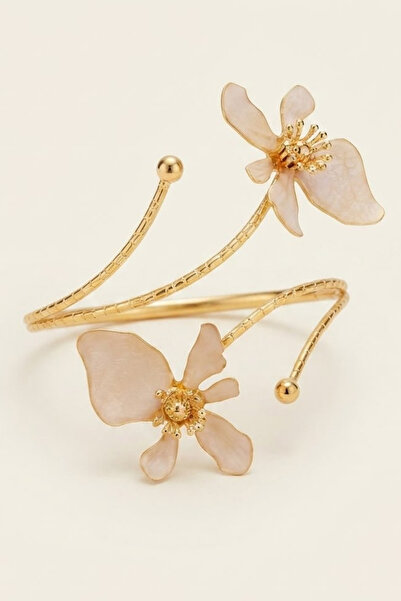 Jaida Moda Women's Floral Figured Sleeve Pazu Bracelet Adjustable