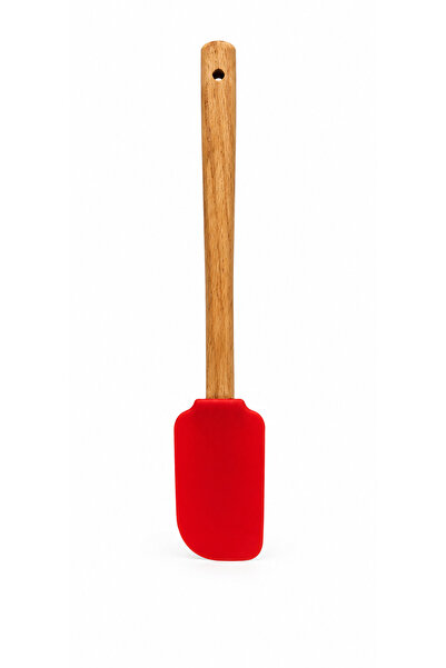 BRANDLESS Spatulă de bucătărie din silicon, cu mâner din lemn, roșu