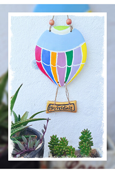 Dükkan El Yapımı Kapadokya Balon Tasarımlı Hoş Geldiniz Kapı Süsü – Balkon, Bahçe ve Ev Girişi Dekoratif Duvar Aksesuarı