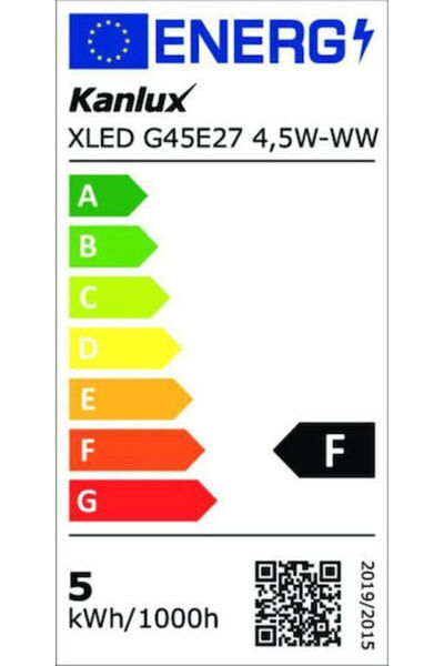 KANLUX Bec LED 4.5W pentru soclu E27 și formă G45 Alb Cald 470lm