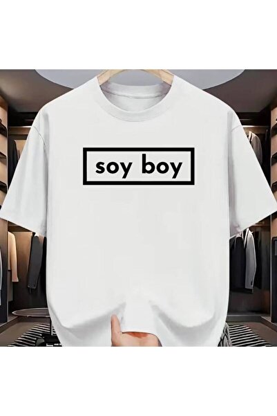 2mcup تي شيرت رجالي مطبوع عليه "Soy Boy" - قميص بأكمام قصيرة مع طباعة حروف با...