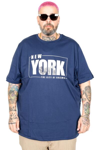 ModeXL Mode XL Plus Size T-Shirt Bis Ovratnik New York U26119 INDIGO