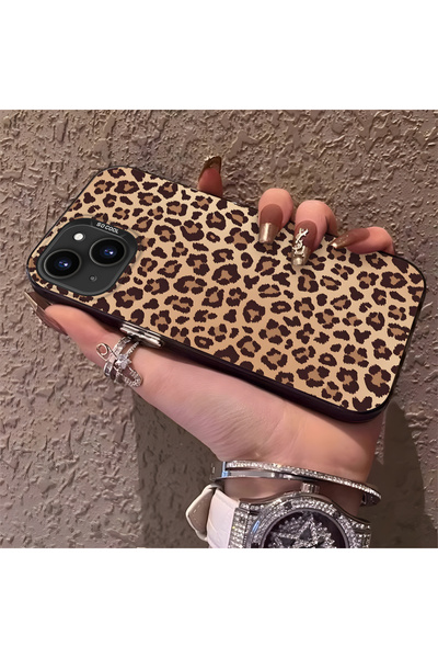SLIMFELT iPhone 13 Mini Uyumlu Yüksek kaliteli retro klasik leopar desenli si...