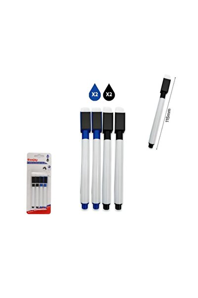 idei Set 4 Markere Mici pentru Tablă Albă, 2 Bucăți Negru + 2 Bucăți Albastru...