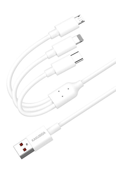 OEM KAKUSIGA καλώδιο USB σε USB-C/Lightning/Micro USB KSC-1021, 5A, 1.2m, λευκό