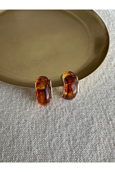 ringbox Gold Brown Acrylic Earrings
