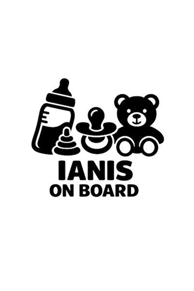 OEM Autocolant decorativ auto  "IANIS ON BOARD ", 10cm, Negru