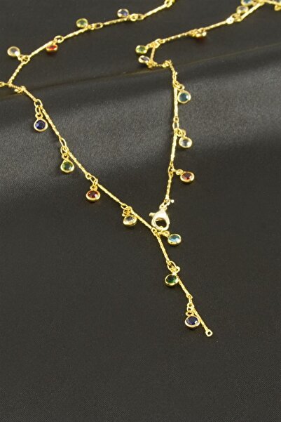 Generic Brand Crystal Stone Y Necklace - Yellow