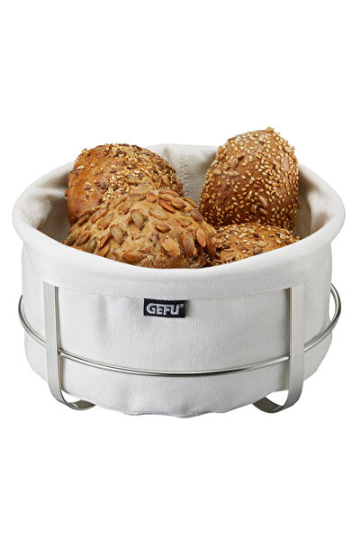 GEFU Cosulet servire paine Brunch Gefu, inox, bumbac, alb, diametru 21.5 cm, ...