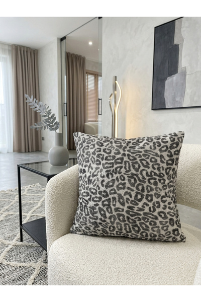 Brillant Leopar Desen Kadife Kumaş Kırlent Kılıfı (45x45)