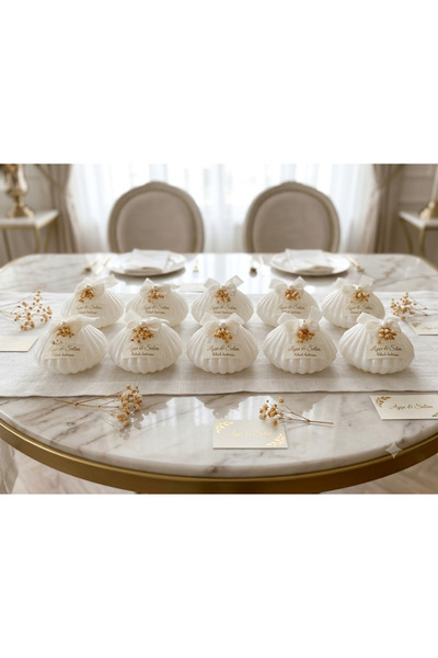 BYMELİKEDEN Deniz Kabuğu Mum Nikah hediyelik 10'lu Set - Söz Nişan Düğün Hedi...