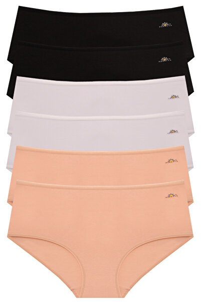 papatya lingerie High Waist Modal/Cotton Blend Basic Panties with Logo 6-Pack...