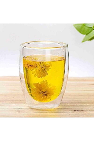 Yıldızan Edl Shop Double Wall Borosilicate Glass Mug, Transparent, 350ml, Wit...