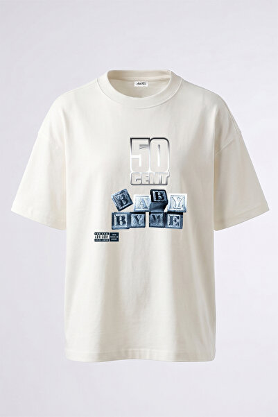 Anetos 50 Cent_15 Design Printed Unisex Oversize White Tshirt