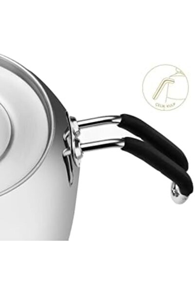 Yıldızan Msa Shop Nehir Modern Midi Medium Size 1-2 Lt. Stainless Steel Teapo...