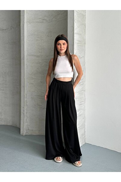 LOKADI Women's High Waist Pleated Wide Leg Pants