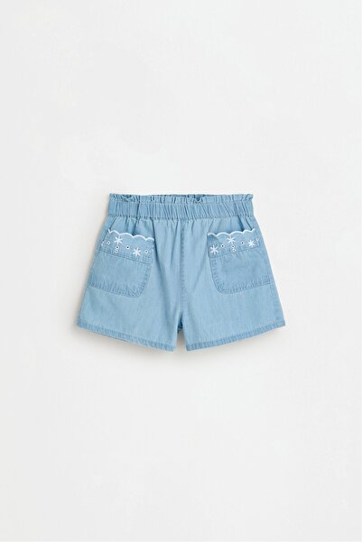 LEFTIES Fisto işlemeli hafif denim şort