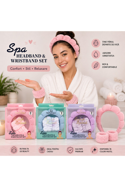 Zenorius Facial Spa Top Bottom Set with Headband and Fluffy Cuffs