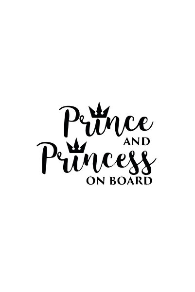 Amo-Stickers Sticker Baby on Board Prince&Princess 25cm Negru