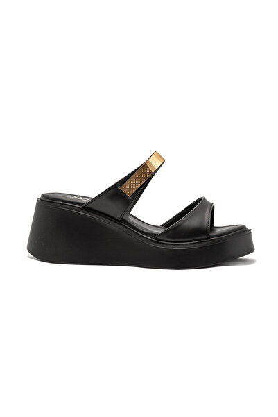 Mamito Ayakkabı Dl 51 Gold Buckle Detailed Slippers