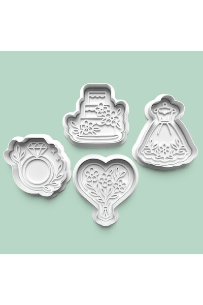 AKTASTORE Engagement and Wedding Themed Cookie Mold and Sugar Paste Mold Set ...