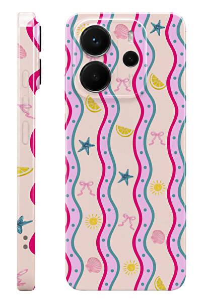 WANNA PROTECT Xiaomi Redmi Note 14 Pink Wave Protect Slim Parlak Tam Baskı Ka...