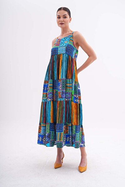 DazzUp Women's Ethnic Patterned Strap Dress