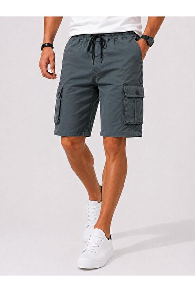 CLASSİCS MEN Ανδρικό σορτς Comfort Fit λινό με ελαστική μέση τσέπη Capri
