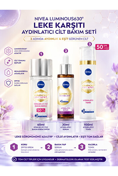 NIVEA Luminous630 SPF50 Aydınlatıcı ve Leke Görünümü Karşıtı Cilt Bakım Seti ...