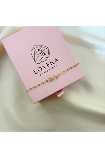 Lovera Jewellery 925 Ayar Gümüş Sertifikalı 14K Gold Renk Sonsuzluk Bileklik ...