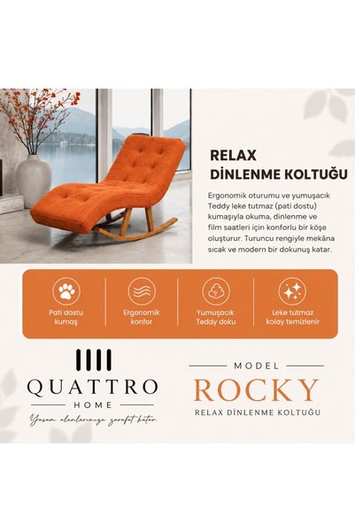 QUATTRO HOME Rocky Relax Dinlenme Koltuğu Teddy Kumaş Sallanan Şezlong Koltuk
